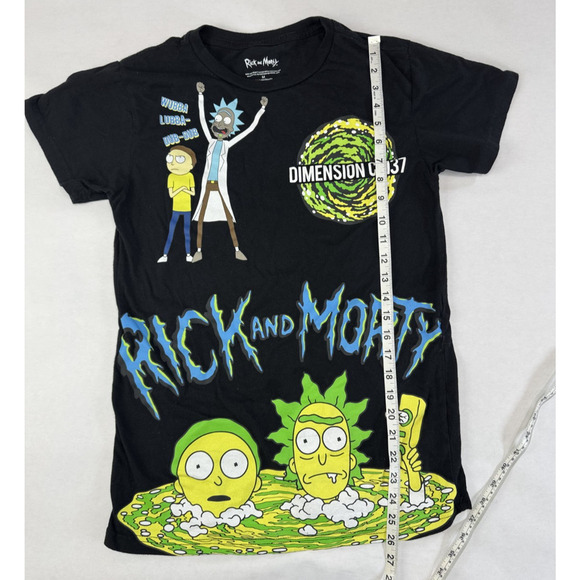 Rick and Morty Wubba Lubba Dub-Dub Dimension 137 Tee Shirt Black Size Medium - Picture 4 of 5